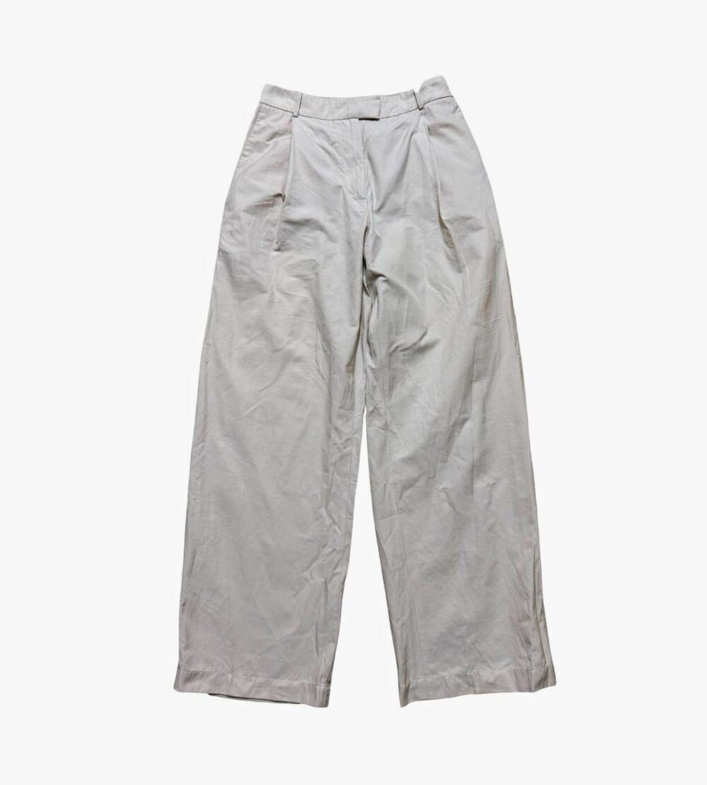 Zara Women’s Medium Cream Wide Leg Pants Elastic Back Waist Cotton Blend